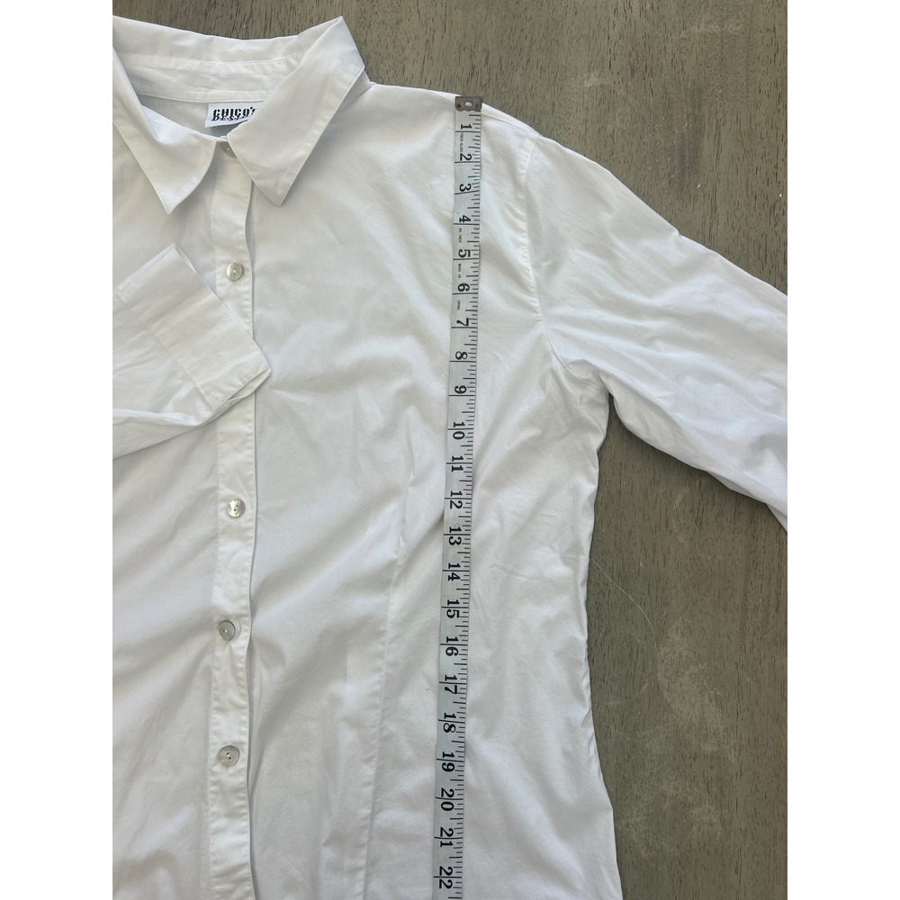 Chicos Design White Button Down Shirt Long Sleeve Cotton Blend Size 3 Large XL - Picture 2 of 8